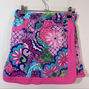Lilly Pulitzer 100% Cotton Skort Built in Shorts Skirt Jungle Print Pink 12